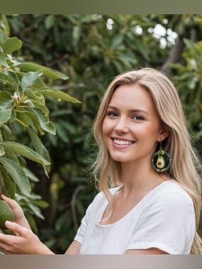 Green and Brown Avocado Drop Earrings — Statement Women’s Earrings